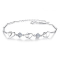 verschachtelte Herz-Diamant-Armbänder Schmuck Frauen, neue Ankunft heißer Verkauf 925 Sterling Silber Schmuck OEM